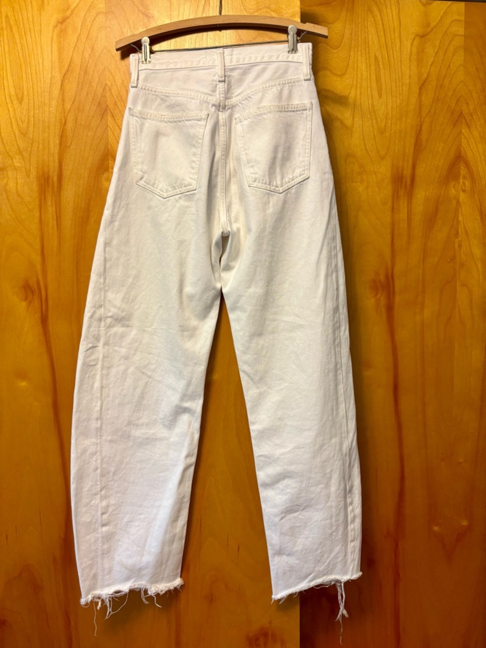 Agolde White Luna High-Rise Barrel Leg White Button-Fly Jeans - Picture 3 of 9